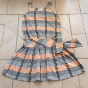Vintage 80s Plaid Drop-Waist Dress with Bow